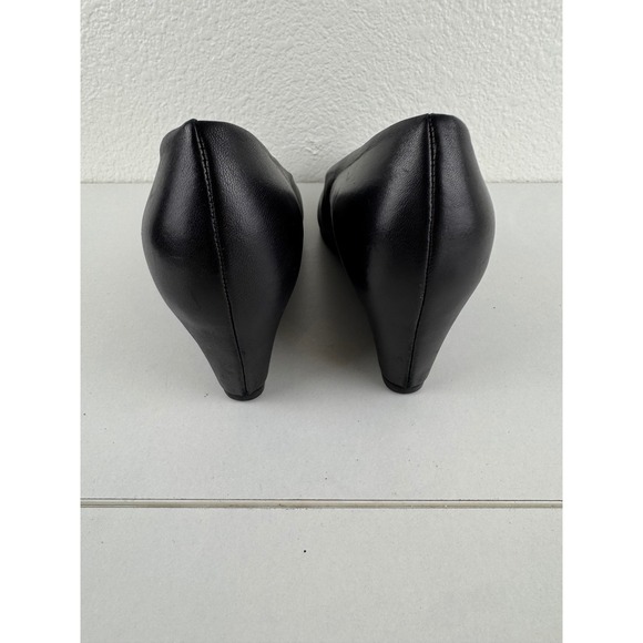 Stuart Weitzman Leather Black Wedges Heels Shoes Womens‎ Size 8Minimalist Work - Picture 5 of 11